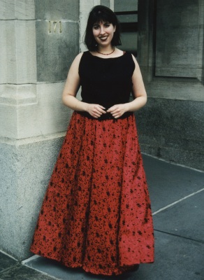 Red Patterned Skirt